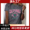 Camiseta Feminina Retrô com Estampa Gráfica da Califórnia, Manga Longa - Macia, Elástica, Gola Careca, Top Casual, West Los Angeles