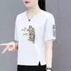 Comercio Exterior Transfronterizo Ropa para Madres, Camiseta de Manga Corta para Mujeres de Mediana Edad, Top Holgado de Media Manga para Mujeres Tallas Grandes, Camiseta Básica