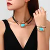 Moda Popular Transfronteriza Europea y Americana Personalizada Metal Geométrico Collar Creativo Simple Metal Collar Pulsera Juego de Joyería