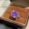Anel Octogonal Super Resistente de 15 Quilates Millennium Corte Rosa Incrustado com Diamante de Alto Carbono Anel Feminino Anna Dazzling Verde e Roxo