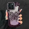 Nova Capa de Celular Iphone17Promax com Brilho Degradê Recorte Borboleta Grande Strass Adequada para 16 Eletroplating Suave 15