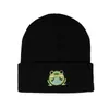 Gorro de Punto Bordado de Rana Nuevo para Otoño e Invierno Transfronterizo para Hombres y Mujeres, Sombrero para Ciclismo y Esquí Resistente al Frío para Exteriores, Gorro Personalizado de Moda