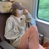 Sudadera con capucha para mujer, Otoño e Invierno 2025, Nueva, Coreana, Casual, Cremallera, Gris Hierro, Holgada, Top de longitud media