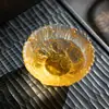Estilo Dinastía Song Crisantemo Dorado Taza Maestra Tradicional de Vidrio Taza de Té Hecha a Mano de Alta Gama Lujo Ligero Taza Individual Juego de Té Kung Fu Regalo