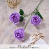 Ramo de Rosas Similares al Melocotón de 3 Cabezas, Flor de Seda Artificial, Arreglo Floral de Plástico, Arreglo para Boda, Decoración para Sala de Estar