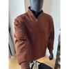 2024 Marca da Moda Estilo Hong Kong Cor Sólida Manga Longa Camisa Polo Masculina Bordado Alfabeto Estilo Americano Retrô Solto Suéter com Meio Zíper