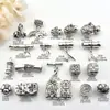 Colgante de Campana de Bambú de Aleación Retro Plata Antigua Pulsera de Cristal Estilo Étnico Pulsera con Cuentas Accesorios para Joyería DIY