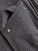 Jaqueta de outer wear curta com babados, para mulheres, de outono e primavera, com estampa xadrez fina, gola alta, cordão na cintura para ajuste, bolsos grandes, para comércio exterior transfronteiriço