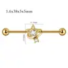 Pendientes de Acero Inoxidable Galvanizado Cilíndricos con Película Brillante, Doble Agujero, Cadena de Cinco Estrellas, Rosca Externa, Pendientes Largos