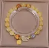 Pulsera de Cristal Dorado Natural Piedra Lunar Cristal Pulsera de Ojo de Tigre que Traga Oro Hilo de la Fortuna para Novia Regalo