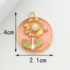 Acessórios de Pingente de Flor Rosa Mais Vendidos Transfronteiriços, Joias Artesanais DIY de Tulipa, Pingentes de Joias DIY com Gotejamento de Óleo de Camélia