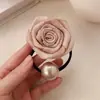 Elástico de Cabelo Rosa Simples e Elegante para Mulheres, Elástico para Penteado, Coque Estiloso, Argola de Cabelo com Pérola, Elástico de Cabelo de Alta Elasticidade