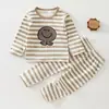 Roupa infantil Anyang, conjunto de bebê 100% algodão, conjunto de duas peças para outono e inverno, parte de cima e de baixo separadas para bebês e crianças pequenas, adequado para primavera, outono e inverno
