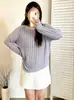 Roupas femininas plus size com design irregular, top de tricô oco solto outono 2026 para mulheres plus size