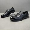 Zapatos de hombre de piel de vaca de primera capa con diseño de cocodrilo y guisante de cuero genuino, zapatos de vestir de negocios británicos de otoño e invierno, zapatos de hombre