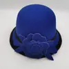 Novo Chapéu de Pescador de Lã Moda Britânica Elegante Socialite Chapéu Balde Moda Versátil Flor Cortada Chapéu de Feltro