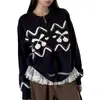 Cardigan de Tricô Jacquard em Cashmere da Fair Isle para Mulheres, Outono e Inverno, Gola Redonda, Zíper Espessado, Jaqueta de Lã
