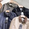 Gabinete 499 Estilo Nuevo Otoño/Invierno Unisex Casual Chaqueta Corta de Bloques de Color con Cuello Solapa Abrigo con Cremallera Chaqueta Estilo Granero