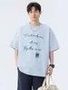 Nueva Moda 250g Estampado de Letras Americanas Manga Corta Verano Sensación de Hielo Marca de Tendencia Camiseta Unisex Versátil Elegante