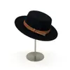 Sombrero de Lana de Ala Plana con Cinturón Estilo Francés para Mujer, Sombrero de Fieltro Versátil para Moda de Otoño e Invierno, Sombrero de Jazz Retro para Socialité