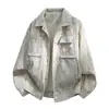 Chaqueta de pana con forro de polar para hombre, talla grande, transfronteriza, patrón invernal desgastado, marca de tendencia, de alta gama, corte holgado, con cuello, abrigo de algodón