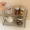 Organizador de Mesa Multifuncional para Maquiagem Porta-Copos Prateleira em Camadas Prateleira de Armazenamento de Aço Inoxidável