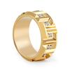 Anillo Brillante de Zirconia de una Sola Fila al por Mayor con un Toque de Lujo Ligero y Gama Alta, Anillo de Acero de Titanio con Superficie Texturizada Grabada con CNC para Mujer
