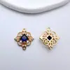 Cobre Conservador de Cor Zircônia Dupla Pendente Quadrado de Trevo de Quatro Folhas Acessórios de Conexão com Borla para Brincos Colares Grampos de Cabelo DIY Feitos à Mão