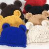 Corea del Sur Lindo Oso Orejas Lana Tejida Gorro Niños Otoño e Invierno Hecho a Mano Cálido Cara Pequeño Mickey Gorro Pullover