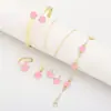 Venta Caliente Transfronteriza Pendientes/Collar/Pulsera de Flor de la Suerte de Cinco Hojas de Oro de 14K Conjunto de Joyería de Moda de Cinco Piezas