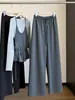 Pantalones rectos estrechos de pierna ancha de algodón cupro estilo coreano para mujer, nuevos de otoño, de cintura alta, adelgazantes, fluidos, casuales, deportivos, largos