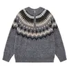 Suéter jacquard de media cremallera para hombre con cuello alto, con diseño de punto Fair Isle, corte holgado, mangas largas y un ambiente relajado, listo para las fiestas.