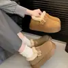 Pantuflas tipo Birkenstock de suela gruesa con forro de felpa, diseño de punta cerrada, para mujer, adecuadas para usar al aire libre, nueva colección otoño/invierno 2026, pantuflas de algodón tipo Birkenstock para calzar sin cordones