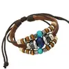 Estilo japonés y coreano joyería pulsera de cuero genuino personalizada pulsera de piel de vaca con cuentas producto de venta caliente en zona turística pulsera