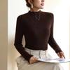 Suéter de Cachemir para Mujer, Camiseta Básica de Cuello Alto, Nuevo Top de Punto Ajustado Otoño/Invierno 2026, Color Sólido, Engrosado