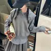 Conjunto de Roupa Casual Estilo Coreano Preppy para Meninas, Primavera e Outono, Conjunto de Roupa de Outono de Três Peças para Crianças Mais Velhas
