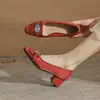 Zapatos de Tacón Grueso de Punta Cuadrada para Mujer Jingang Yl43103 Tacones Altos 2026 Nuevo Otoño Versátiles Estilo Francés Suela Suave Zapatos de Boda para Novias