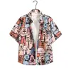 Camisa Floral Artística Harajuku Manga Curta Verão Férias na Praia Tailândia Yunnan Festival de Borrifar Água Unissex Estilo Havaiano
