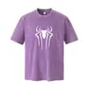 Nova Camiseta Retro Americana Lavada com Efeito Desgastado de Manga Curta para Homens e Mulheres, Verão 230g Gola Redonda Casual Roupas Estampadas