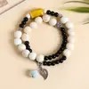 Fabricantes fornecem pulseira de cerâmica de liga novo estilo chinês feito à mão versátil estilo nacional pulseira de cerâmica de círculo duplo estilo étnico minoritário