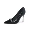 Impresionante Mujer Madura Tacones Altos Negros Zapatos Elegantes de Alta Calidad Cómodos Otoño 2026 Nuevo Francés Punta Fina Tacón de Aguja Zapatos de Salón
