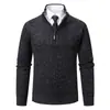 Suéter de punto grueso con media cremallera para hombre, estilo coreano, moderno, forrado de polar, chaqueta de punto para hombre