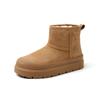 Botas de Nieve de Lana de Terciopelo de Vaca Estilo Coreano 2024 Suela Gruesa Tacón Medio Manga Larga Botas Gruesas Cálidas para Mujer