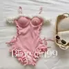 Traje de baño de una pieza PeachPink sin hombros, corte ajustado, estilo retro francés, con tirantes adelgazantes para mujer, para vacaciones en aguas termales