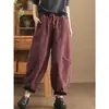 Nuevos pantalones de pana tipo linterna para otoño e invierno para mujer, forrados de polar, engrosados, holgados, casuales, cintura elástica, cálidos, pantalones harén vintage, modernos