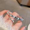 Anillo liso ojo de gato cnc plateado para mujer, anillo de dedo abierto de nicho de lujo ligero sólido, cepillado, anillo de pareja de alta gama