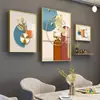 Pintura Decorativa Cálida Nórdica para Comedor Familiar Juego de Arte de Pared de Porcelana de Cristal Decoración de Pared de Aleación de Aluminio Estante de Hierro Colgante