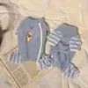 Ropa de Perro para Otoño e Invierno Parches de Dibujos Animados Rayas Calidez para Perros Pequeños y Medianos Bichón Ropa de Lana de Cuatro Patas Ropa para Mascotas Perros