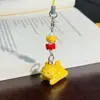 Corrente de Celular 3D de Cachorrinho Amarelo Fofo com Contas Coloridas Contrastantes, Pingente de Melhor Amigo Cartoon, Amuleto de Animal Divertido, Pequeno Presente