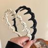 Diadema Ondulada a Cuadros Estilo Coreano para Mujer 2025 Nueva Diadema de Presión Alta en la Corona con Dientes Pinza Antideslizante para el Cabello